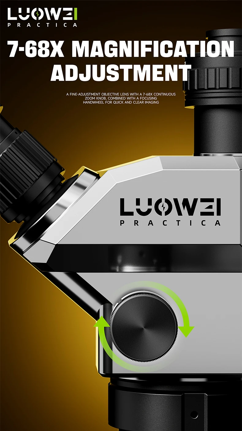LUOWEI Geek Future LW-TR03-B3TV Trinocular Stereo Microscope | 7X–68X HD Microscope for Mobile Phone Repair - Image 4