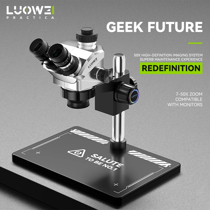 LUOWEI Geek Future LW-TR01-B3TV Trinocular Stereo Microscope | 7X–50X HD Microscope for Mobile Phone Repair - Image 4