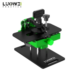 LUOWEI LW-301 Four-in-One Rotating Fixture for mobile phone screen separation, back glass removal, and repair work. Features 360° rotation, strong suction cup, adjustable clamping system, and compatibility with Apple and Android smartphones.
