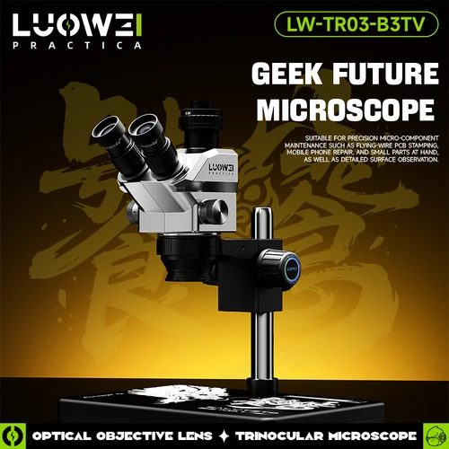 LUOWEI Geek Future LW-TR03-B3TV Trinocular Stereo Microscope | 7X–68X HD Microscope for Mobile Phone Repair - Image 2