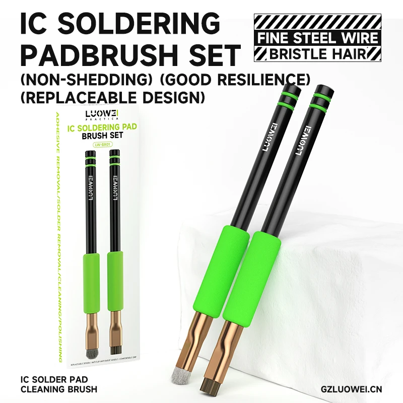 LUOWEI LW-BR01 IC Solder Pad Cleaning Brush Set | Steel Wire | Bristle Brush for PCB Repair - Image 5