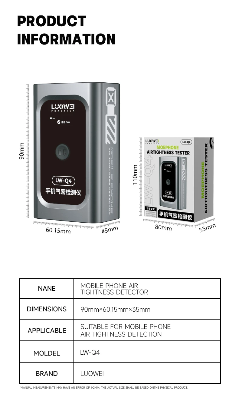 LUOWEI LW-Q4 Mobile Phone Air Tightness Tester | Waterproof Leak Detection Tool for Smartphone Repair - Image 6
