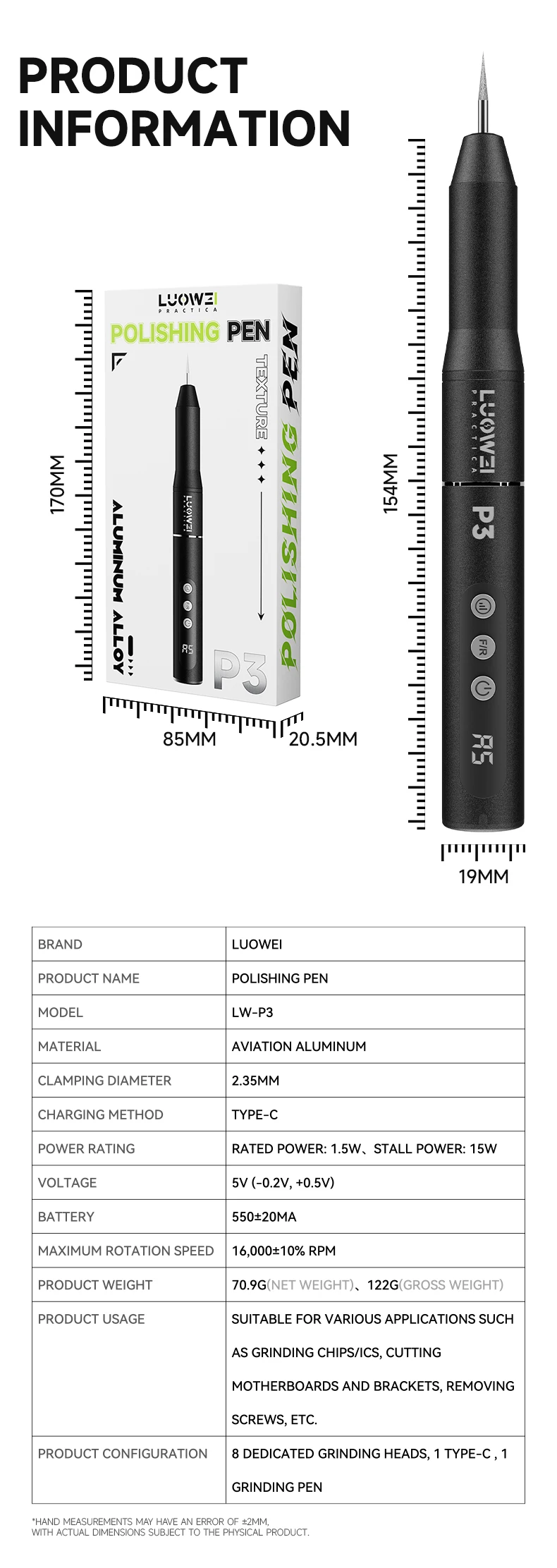 LUOWEI LW-P4 Polishing Pen | 16,000 RPM Cordless Precision Grinding Pen for Mobile Phone Repair - Image 5