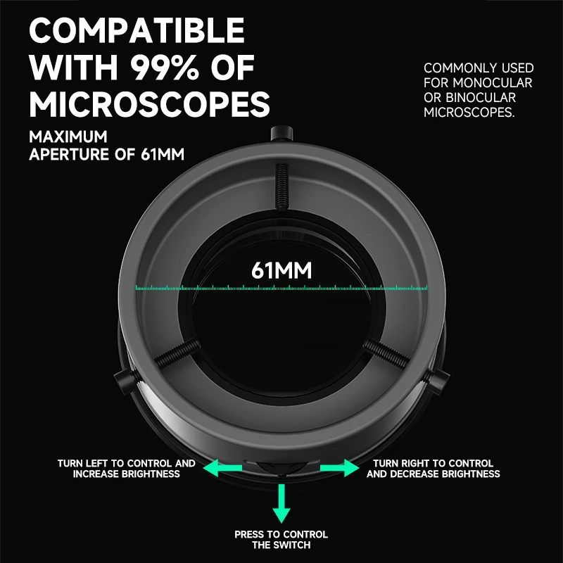 LUOWEI LW-LS02 Polarized LED Microscope Ring Light | 64 LED Adjustable Microscope Light for Mobile Repair - Image 6