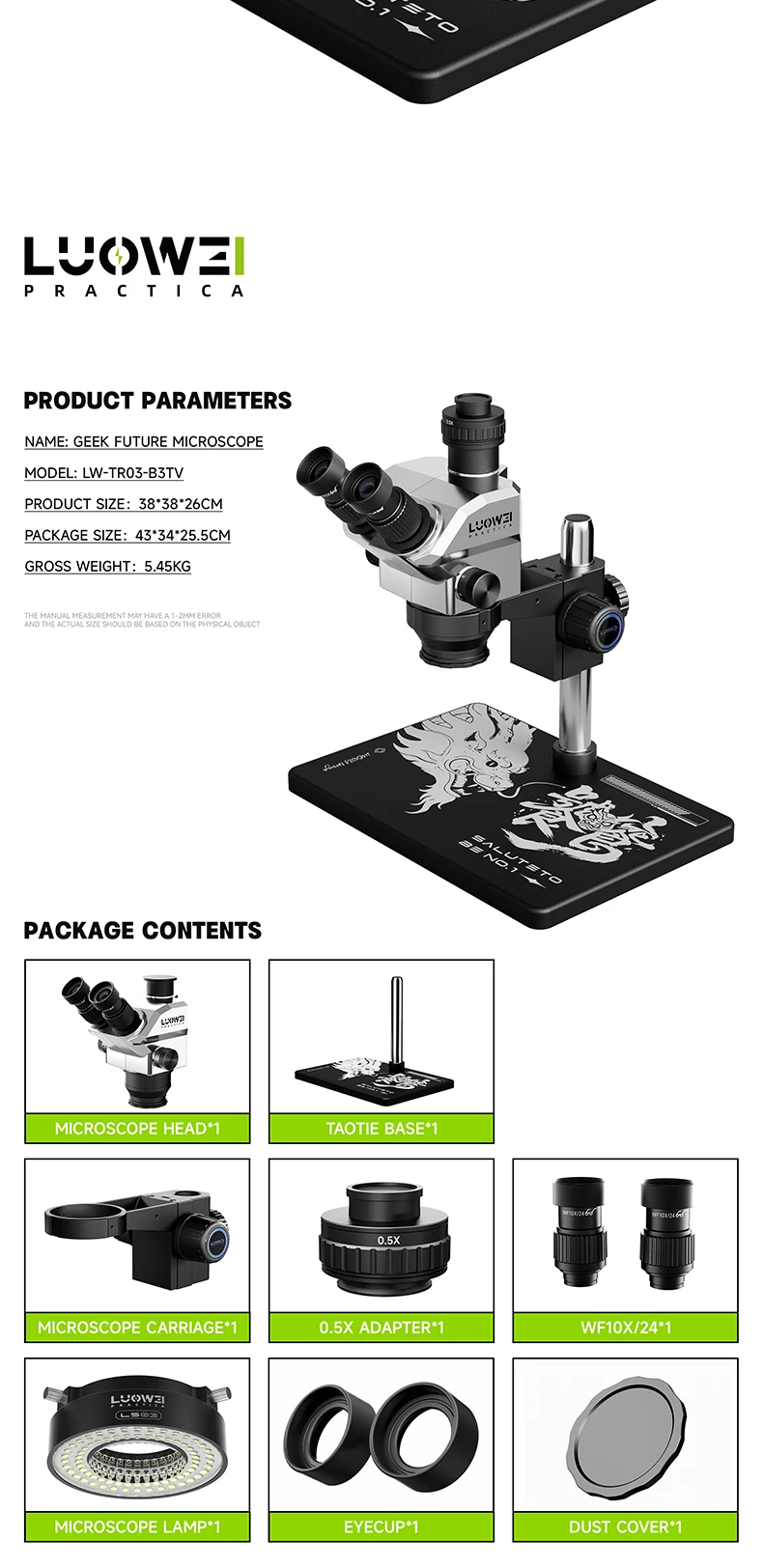 LUOWEI Geek Future LW-TR03-B3TV Trinocular Stereo Microscope | 7X–68X HD Microscope for Mobile Phone Repair - Image 14