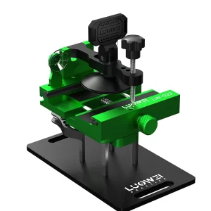 LUOWEI LW-022 3-in-1 mobile phone screen removal tool with 360-degree rotating platform, adjustable clamp, and strong suction cup for smartphone screen opening, back glass removal, motherboard repair, and professional mobile servicing.