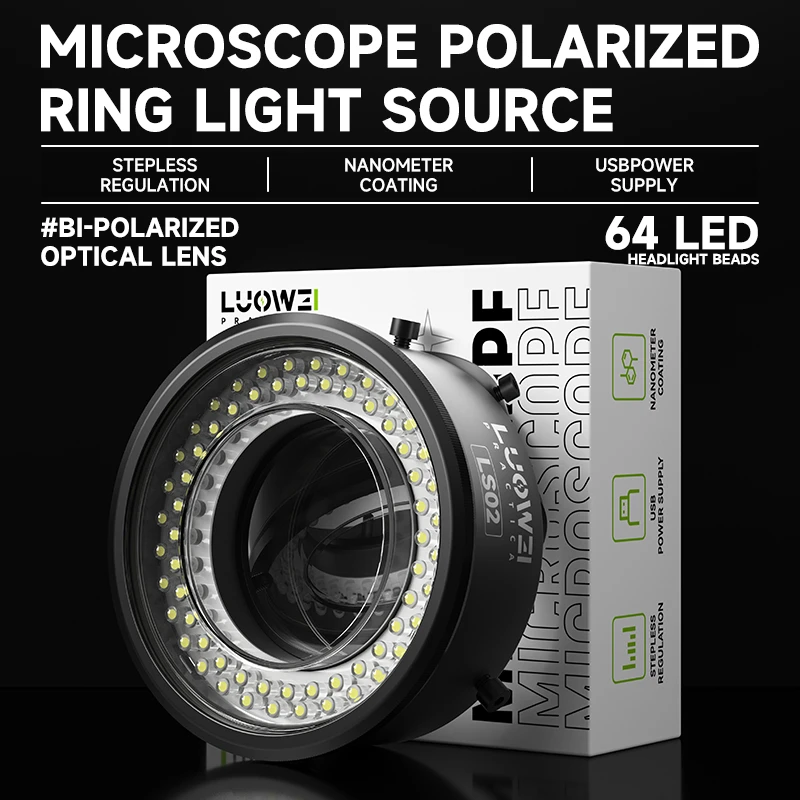 LUOWEI LW-LS02 Polarized LED Microscope Ring Light | 64 LED Adjustable Microscope Light for Mobile Repair - Image 3