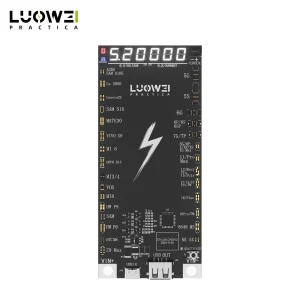 LUOWEI LW-B03 Battery Activation Detection Board with digital voltage and current display, Type-C power input, and support for over 400 iPhone and Android battery models, designed for battery activation, health testing, diagnostics, and mobile phone repair applications.