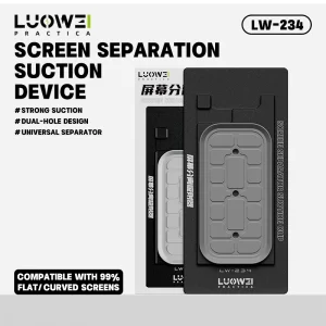 LUOWEI LW-234 Screen Separation Suction Device for mobile phone screen repair and refurbishment. Professional vacuum suction tool featuring dual-hole design, precise alignment, strong screen holding power, damage-free screen removal, and compatibility with flat and curved smartphone displays. Ideal for LCD, OLED, and touchscreen separation, screen replacement, and mobile repair workshop applications. Available at HIKO Tools.