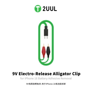 2UUL PW03 9V Electro-Release Alligator Clip for iPhone 16 Battery Adhesive Removal