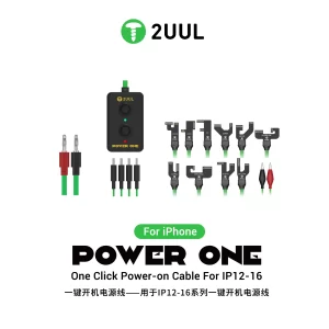 2UUL PW09 Power One one-click power cable with Type-C hub and dedicated connectors for iPhone 12, 13, 14, 15, and 16 Pro Max motherboard testing and repair.