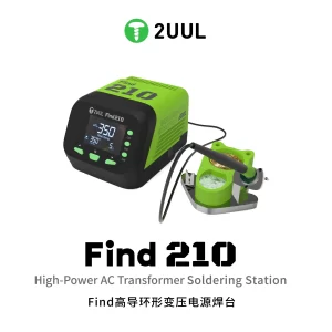 2UUL FD01 FIND210 High-Power AC Transformer Soldering Station, 60W professional soldering station with C210 compatible iron, real-time temperature display, fast heating, and PCB microsoldering for mobile phone motherboard repair.
