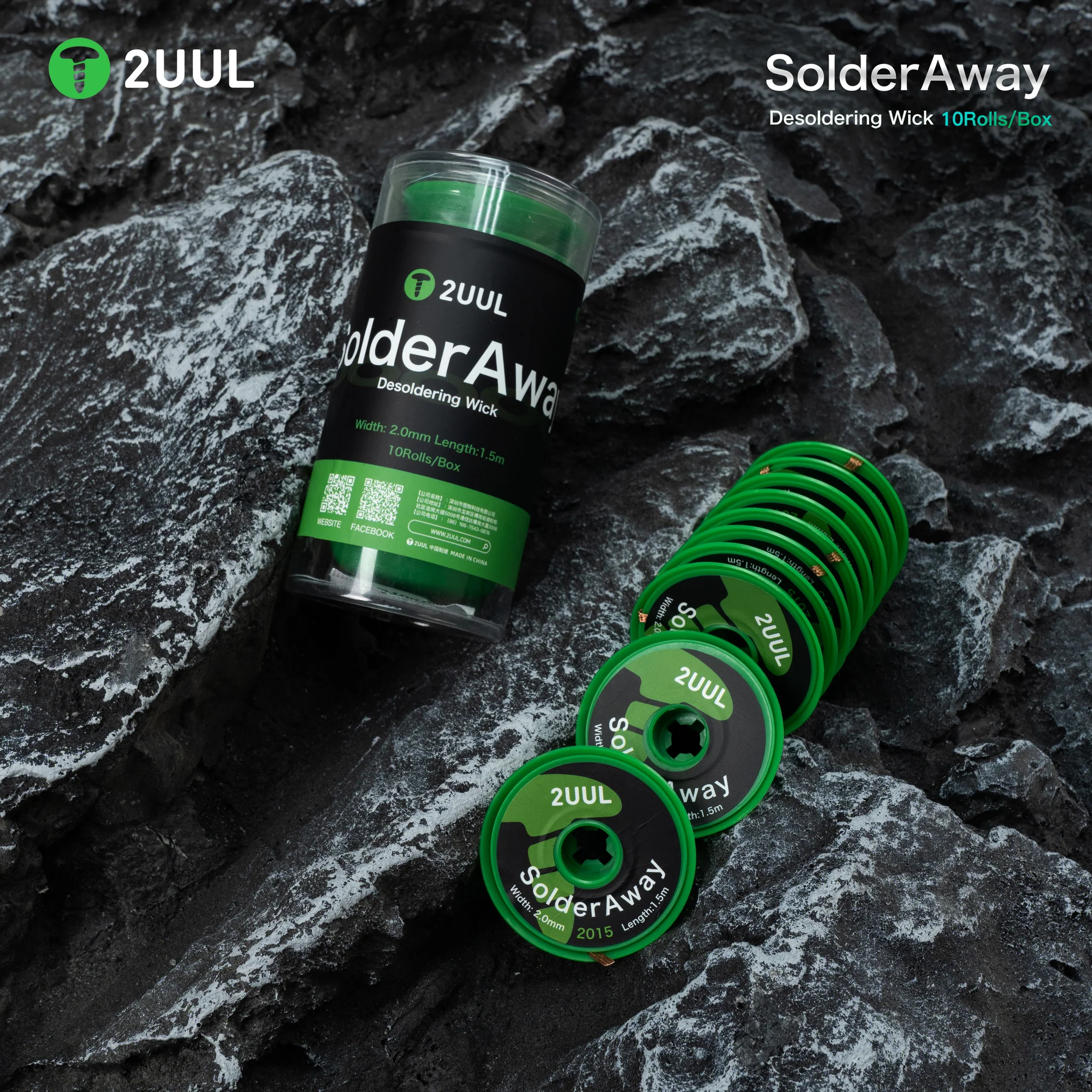 2UUL DW11 SolderAway Desoldering Wick 2015 | 2.0mm x 1.5m | 10 Rolls - Image 6