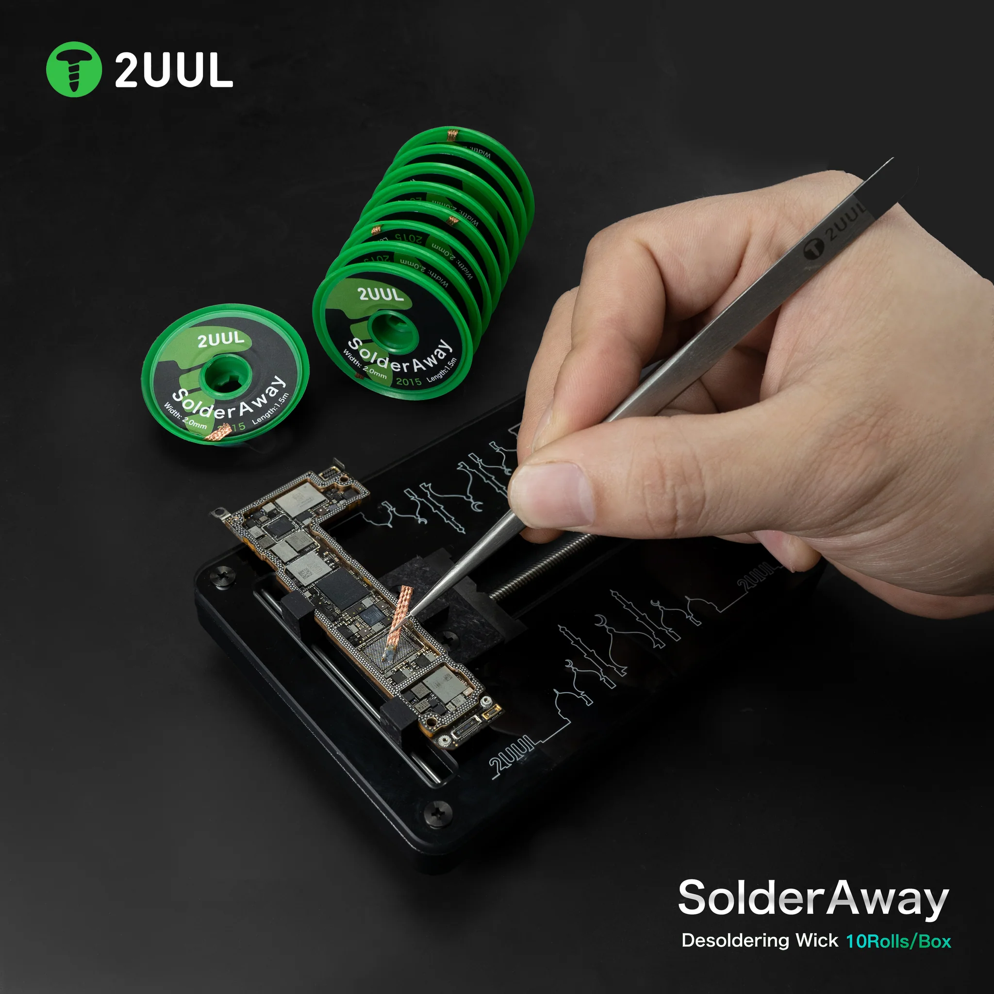 2UUL DW11 SolderAway Desoldering Wick 2015 | 2.0mm x 1.5m | 10 Rolls - Image 5