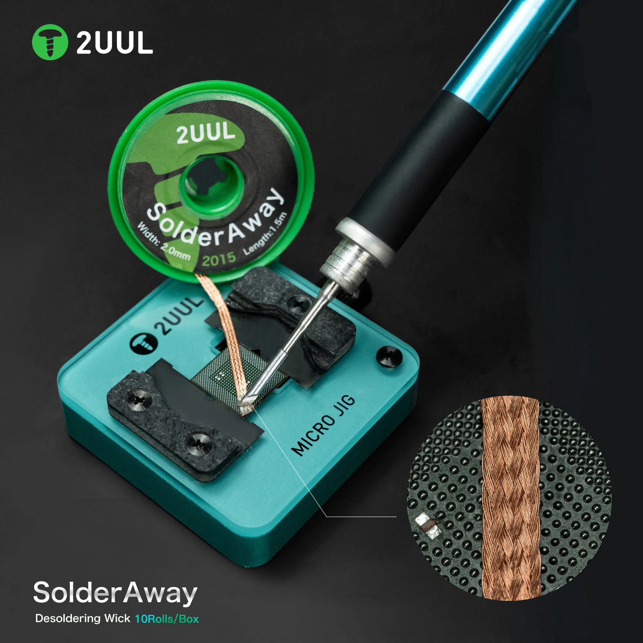 2UUL DW11 SolderAway Desoldering Wick 2015 | 2.0mm x 1.5m | 10 Rolls - Image 4