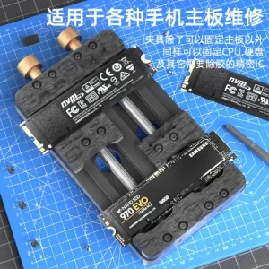 KOOCU 107 universal dual-axis PCB repair fixture with adjustable motherboard clamp for mobile phone, tablet, and electronics repair.