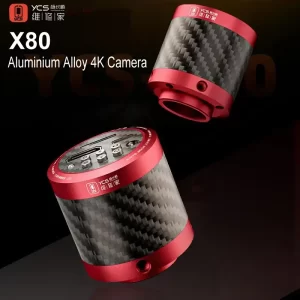 YCS X80 4K Aluminum Alloy Camera is a compact professional camera designed for microscopes, electronics inspection, mobile phone repair, PCB inspection, and precision repair work. It features a Sony 1/1.8" 8MP CMOS sensor, 4K video capability, HDMI and Type-C connectivity, and TF card support up to 64GB.